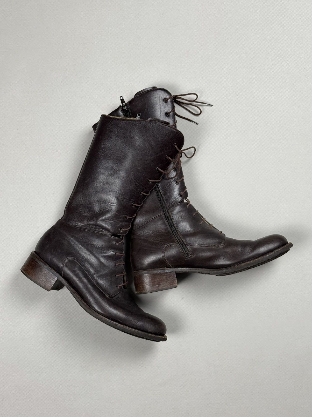 Paraboot Paraboot Ladies Tall Lace Calf Combat Leather Boots Shoes Size US 7.5 / IT 37.5 - 4 Thumbnail
