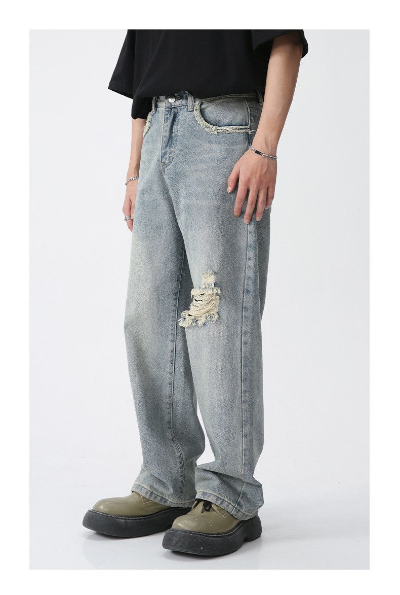 Japanese Brand × Jean Men's straight trendy ripped jeans Size US 32 / EU 48 - 6 Thumbnail