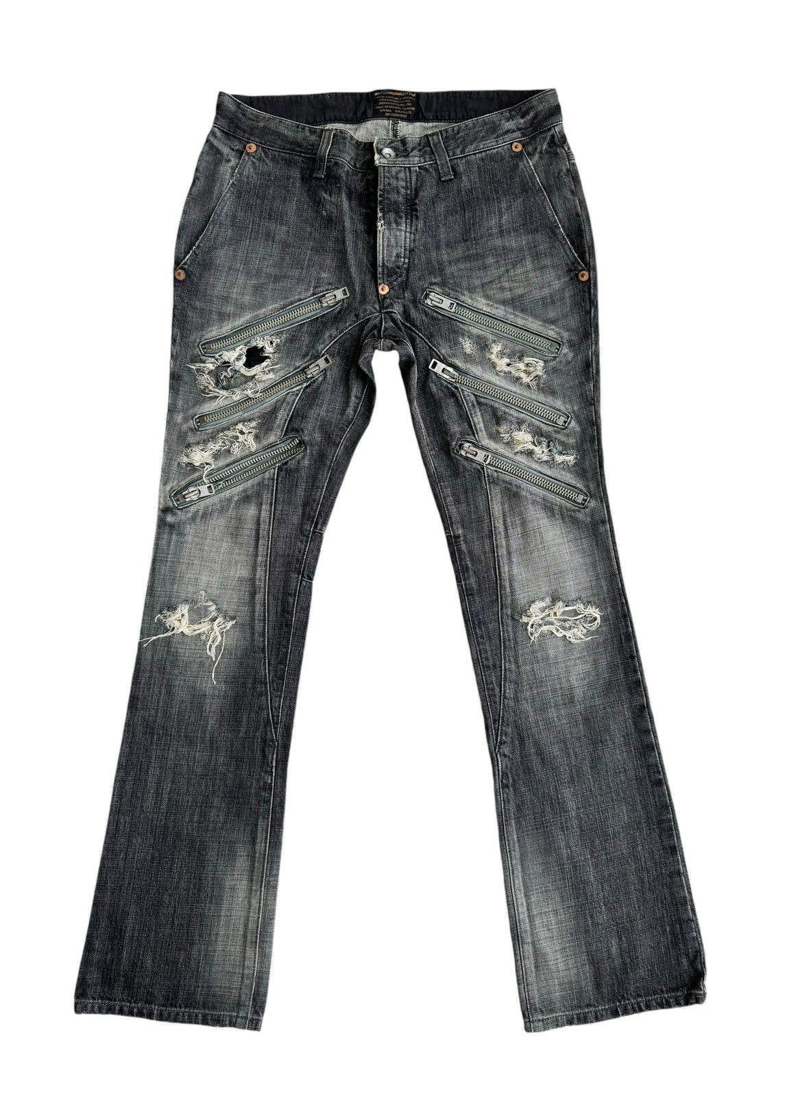Japanese Brand ⚡️⚡️Izreel By Kazuhiro Takakura Distressed Jeans Zipper Size US 32 / EU 48 - 2 Thumbnail