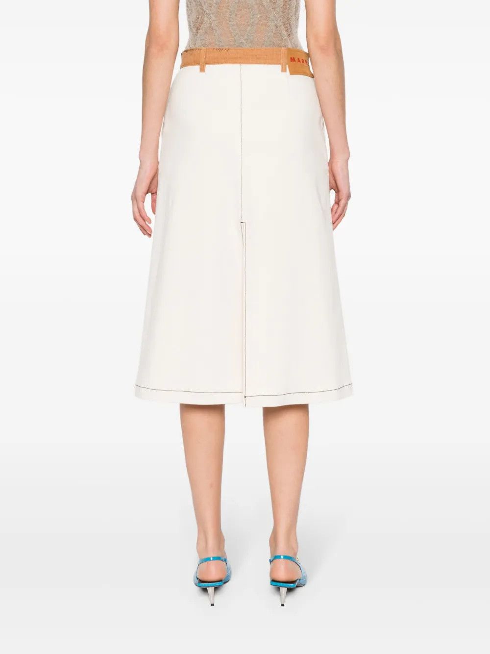 Marni o1w1db10125 Cotton Midi Skirt in Ecru Size 30" / US 8 / IT 44 - 3 Thumbnail