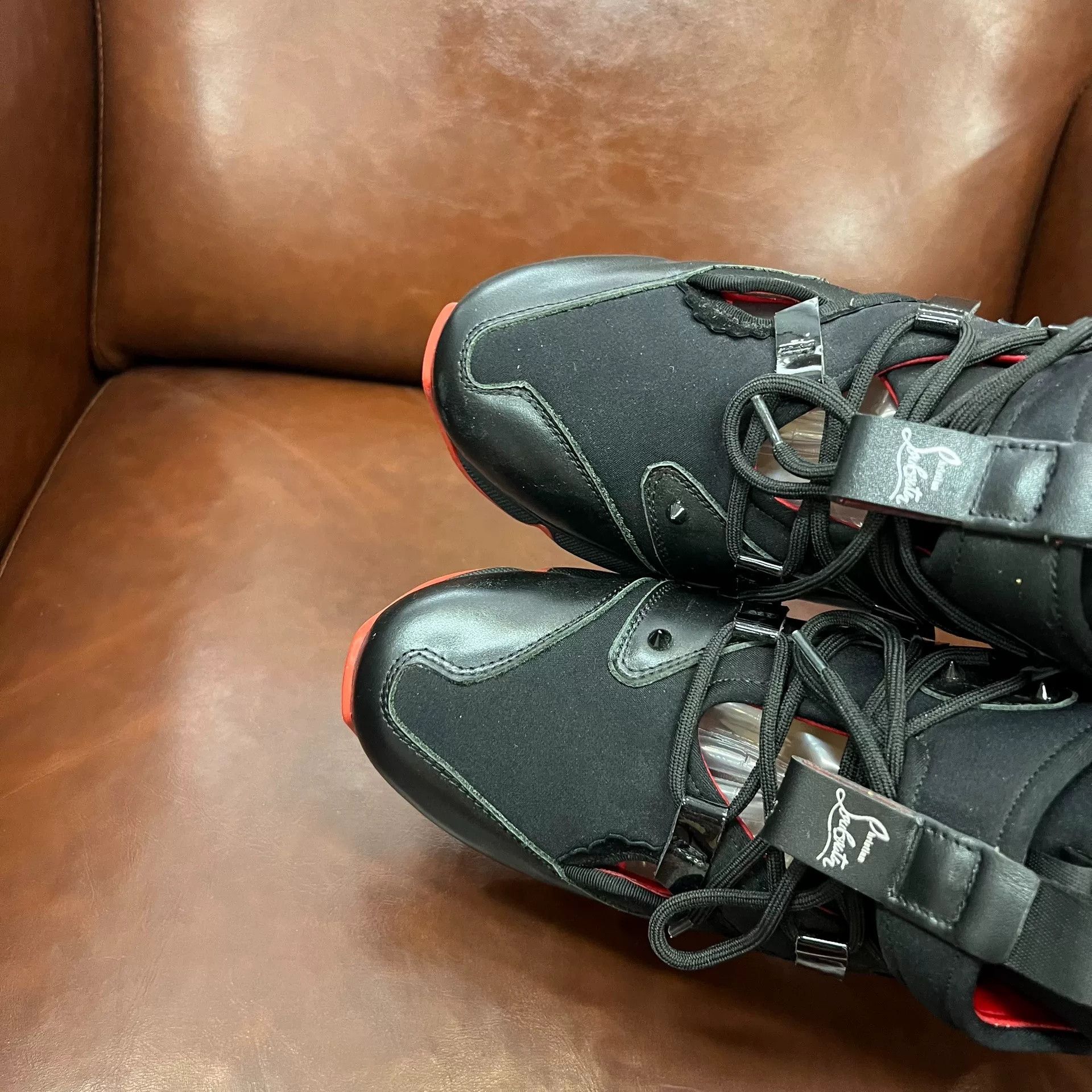 Christian Louboutin Christian Louboutin CL Black Red Sneakers Size US 9.5 / EU 42-43 - 4 Thumbnail