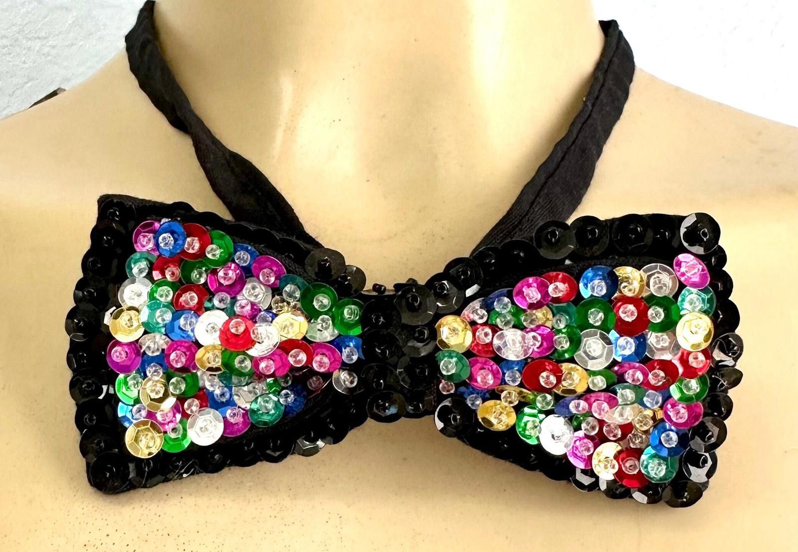 Designer Sequin Bow Tie MULTI with BLACK TRIM Adult Unisex Size ONE SIZE - 1 Preview
