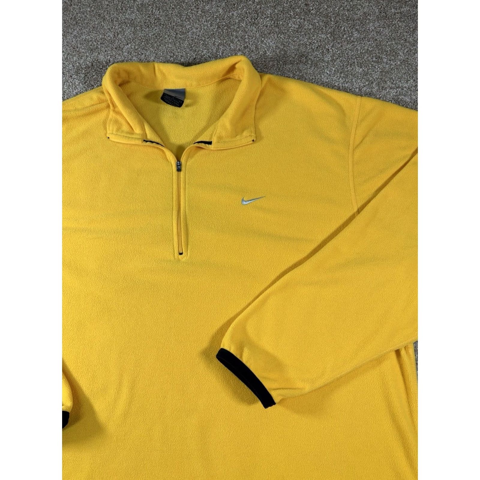 Nike VINTAGE Nike Fleece Quarter Zip Therma-Fit Long Sleeve Yellow Swoosh Mens Large Sweatshirt Size US L / EU 52-54 / 3 - 2 Thumbnail