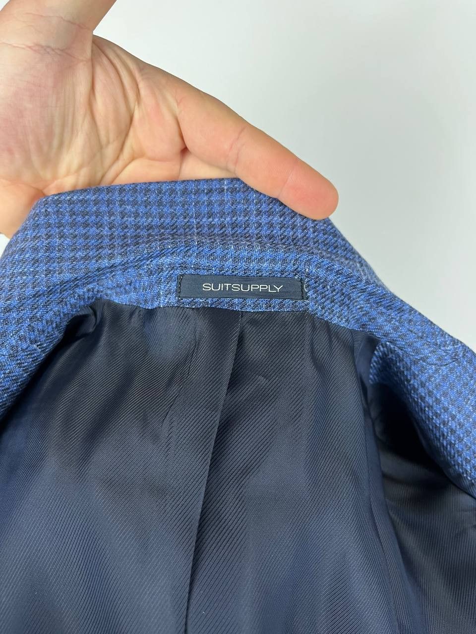 Suitsupply Suitsupply Havana Patch Wool Silk Linen Check Blue Blazer Size 44R - 9 Thumbnail
