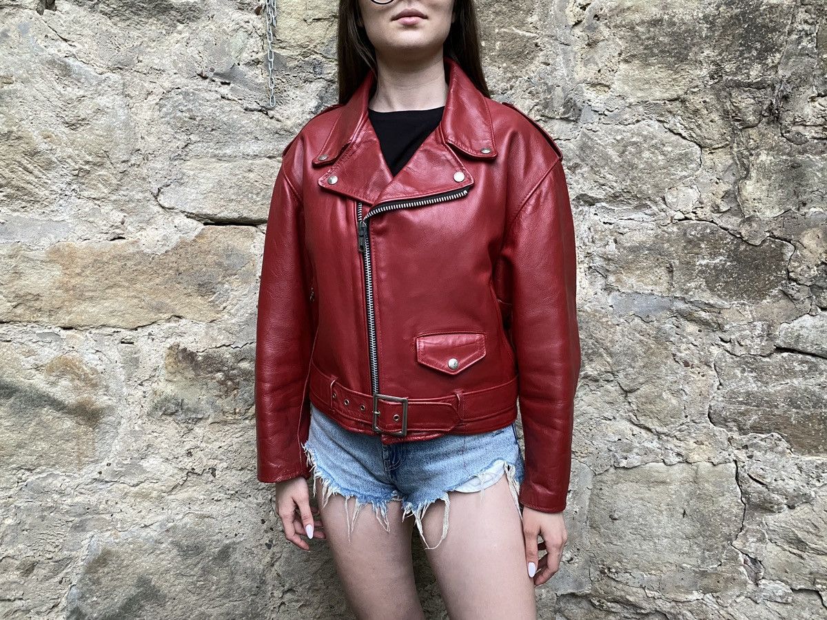 Oversized Red Schott Perfecto Vintage Biker Jacket Size 14