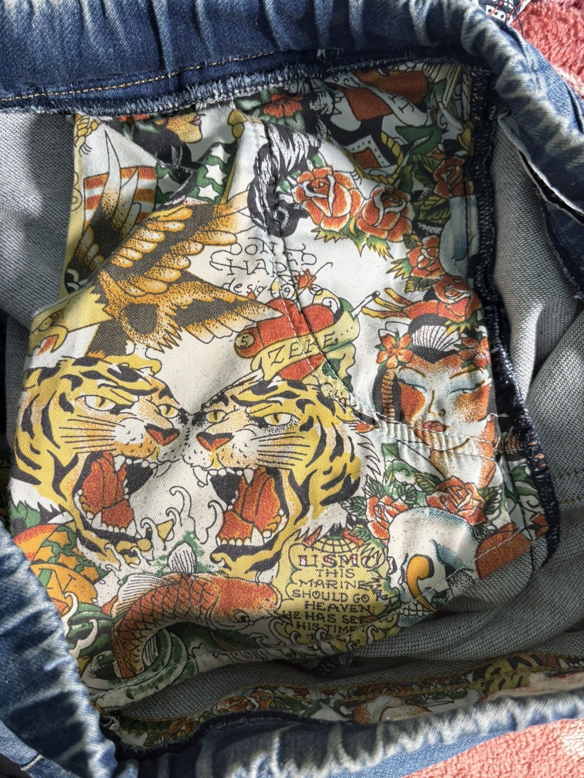 Ed Hardy Ed Hardy "Punk's Not Dead" Denim Joggers Tattoo Print Lining Size US 34 / EU 50 - 10 Thumbnail
