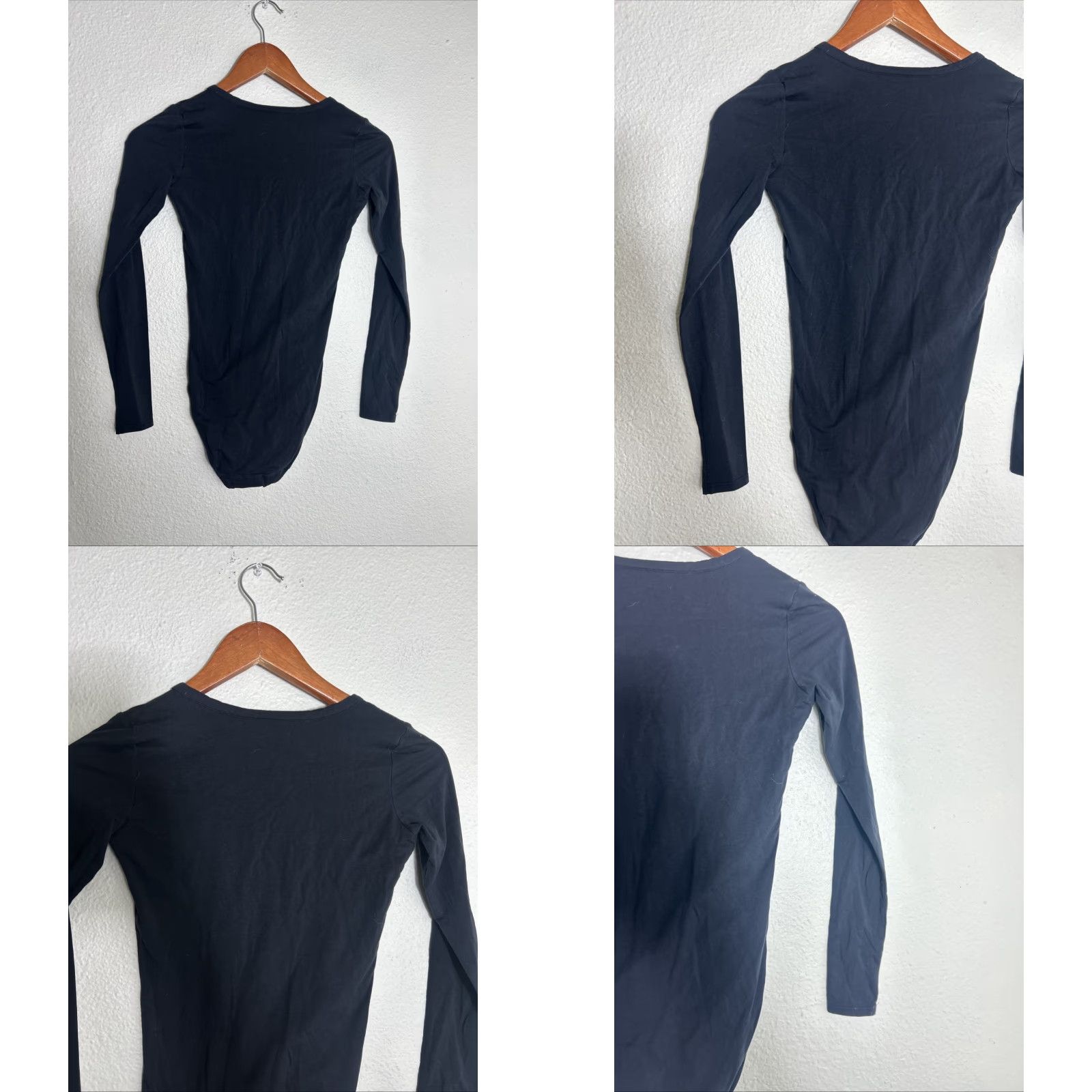 Everlane Everlane Bodysuit Shirt Woman XXS Black Henley Long Sleeve 1/2 Button Supima Cotton Size XXS / US 00 / IT 34 - 8 Thumbnail