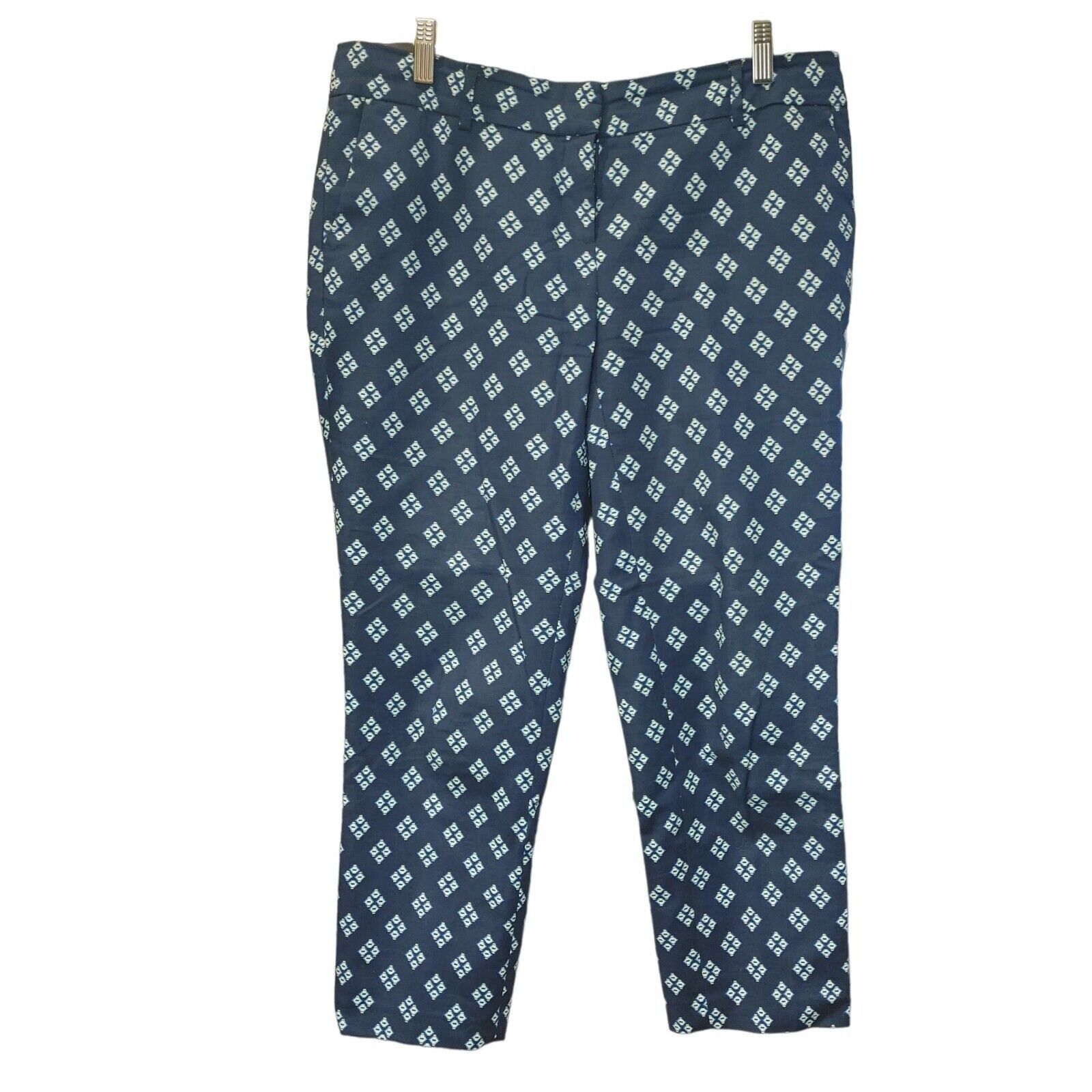 Other Dalia Collection Women's Blue/White Pattern Cropped Capri Pa Size 32" / US 10 / IT 46 - 1 Thumbnail
