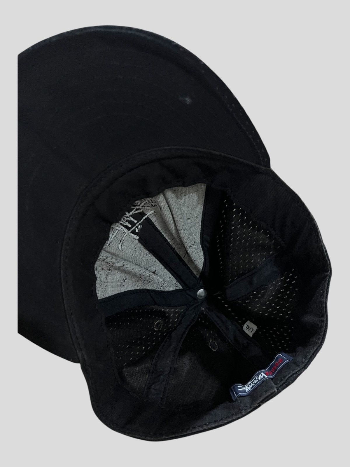 Vintage 1980s Stussy 🇺🇸 Embroidery Black Logo Mesh Full Cap