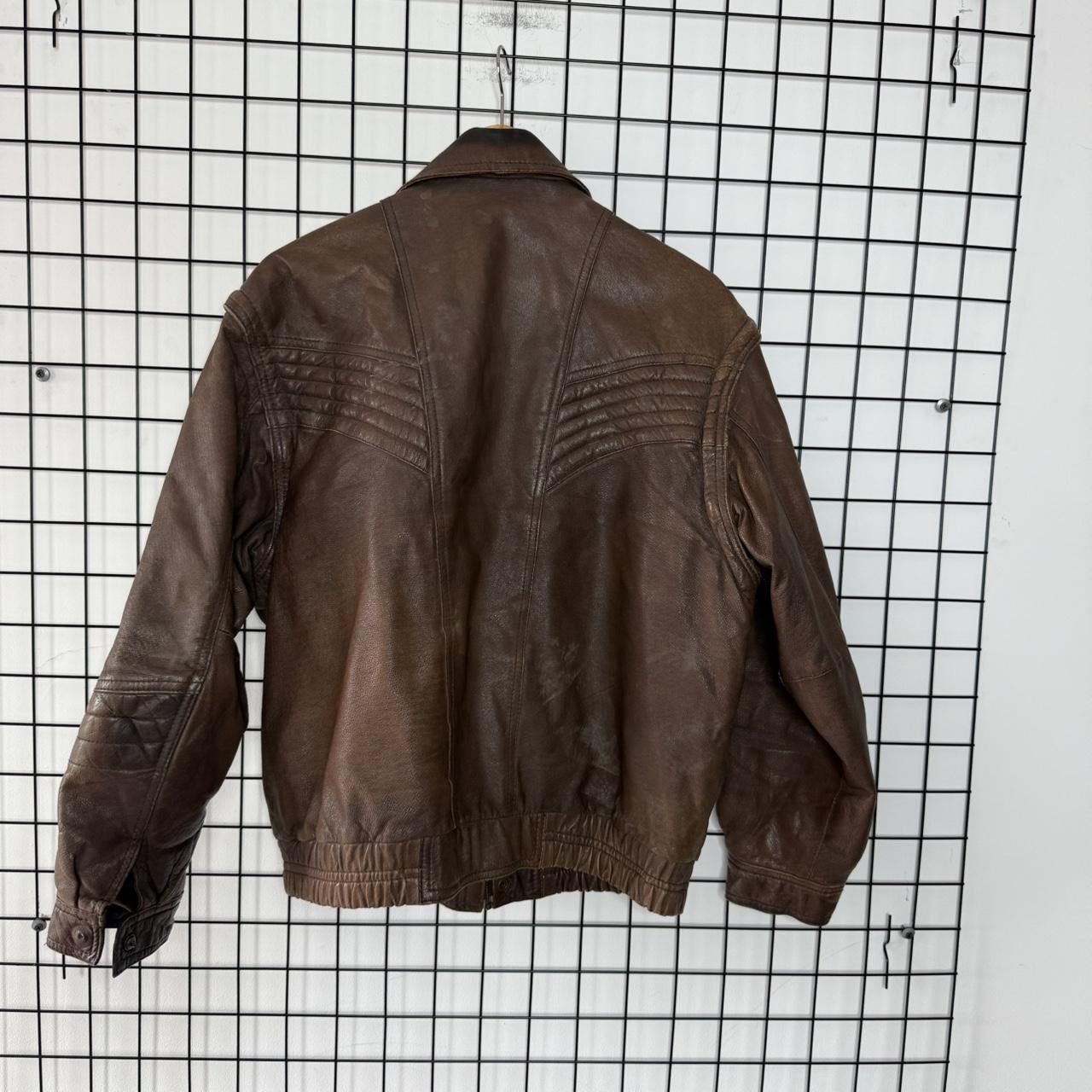 Vintage Vintage 90s Real Leather Jacket Brown Cropped Boxy Size US L / EU 52-54 / 3 - 3 Thumbnail