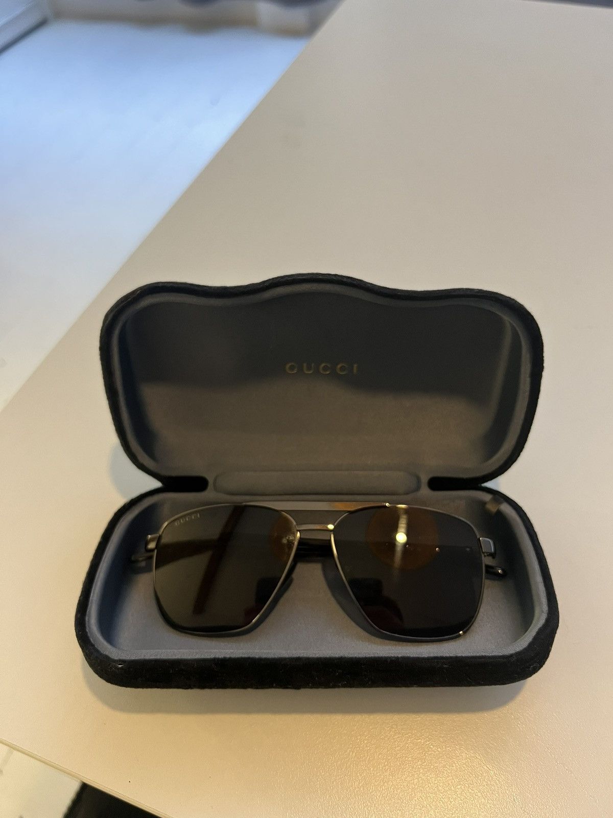 Gucci Gucci Men’s Sunglasses Black Lenses Brown Brim Size ONE SIZE - 9 Thumbnail