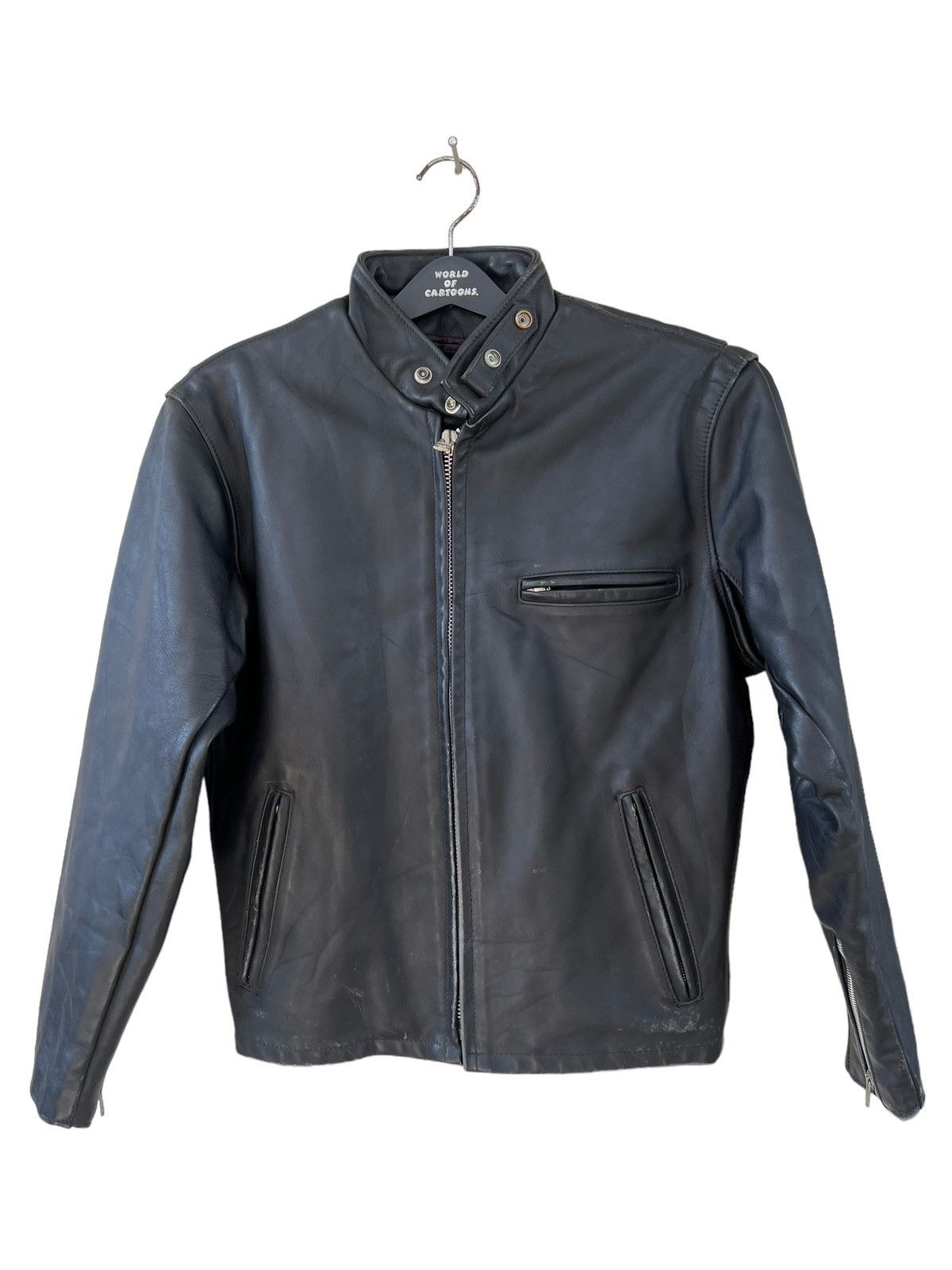 Schott Vintage Schott N.Y.C. Lined Black Leather Cafe Racer Jacket Size US M / EU 48-50 / 2 - 6 Thumbnail