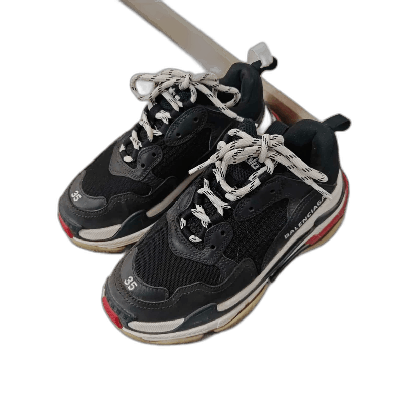 Balenciaga Balenciaga Triple S Black Red Sneakers Size US 5 / EU 37 - 1 Thumbnail
