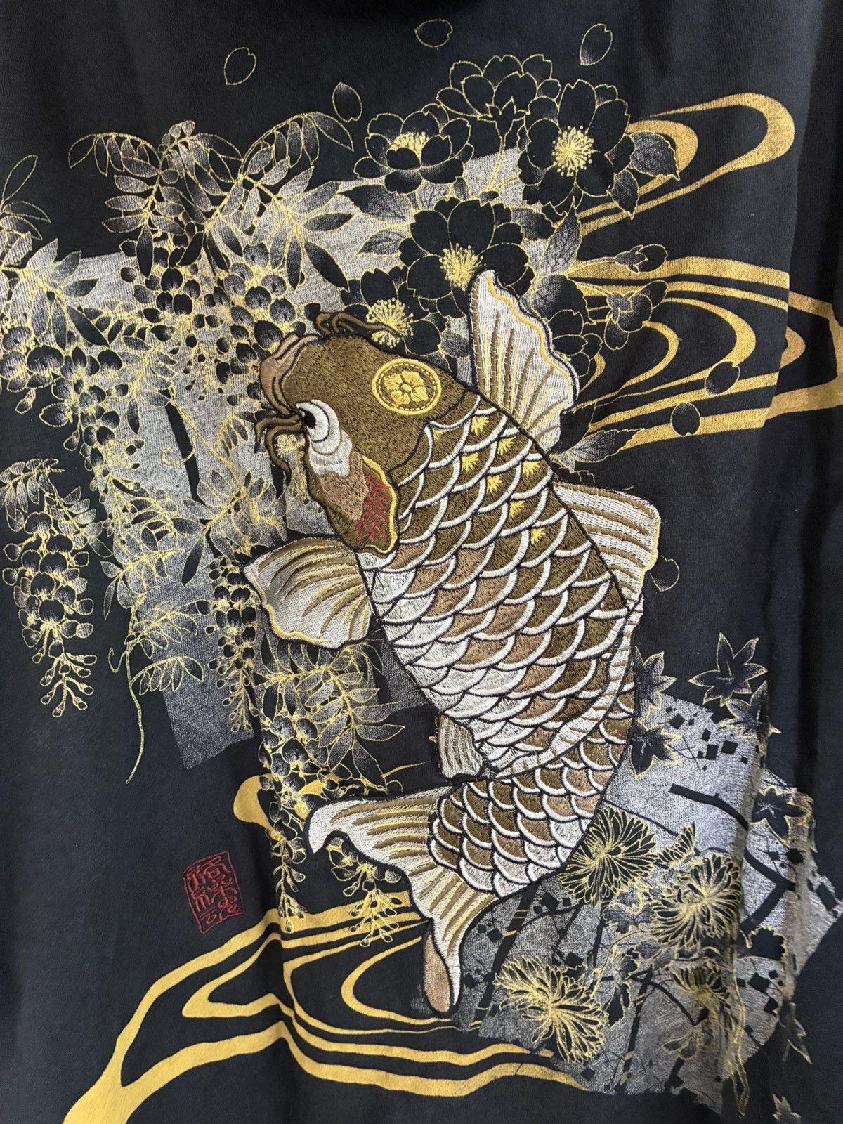 Japanese Brand Vintage Karakuri Tamashii Sulajan koi fish zip up hoodie Size US XL / EU 56 / 4 - 7 Thumbnail