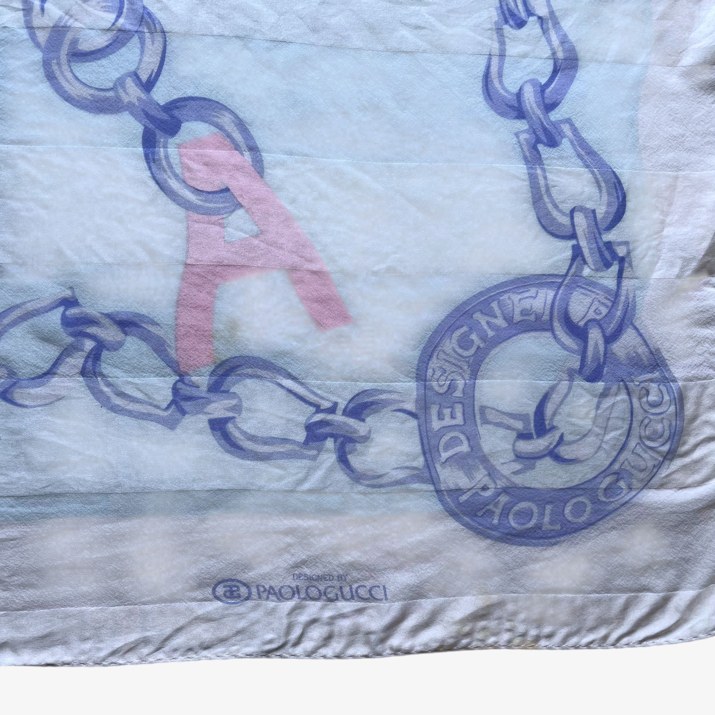 Paolo Gucci Vintage 80s Paolo Gucci Medallion Chain Print Silk Scarf Size ONE SIZE - 5 Thumbnail