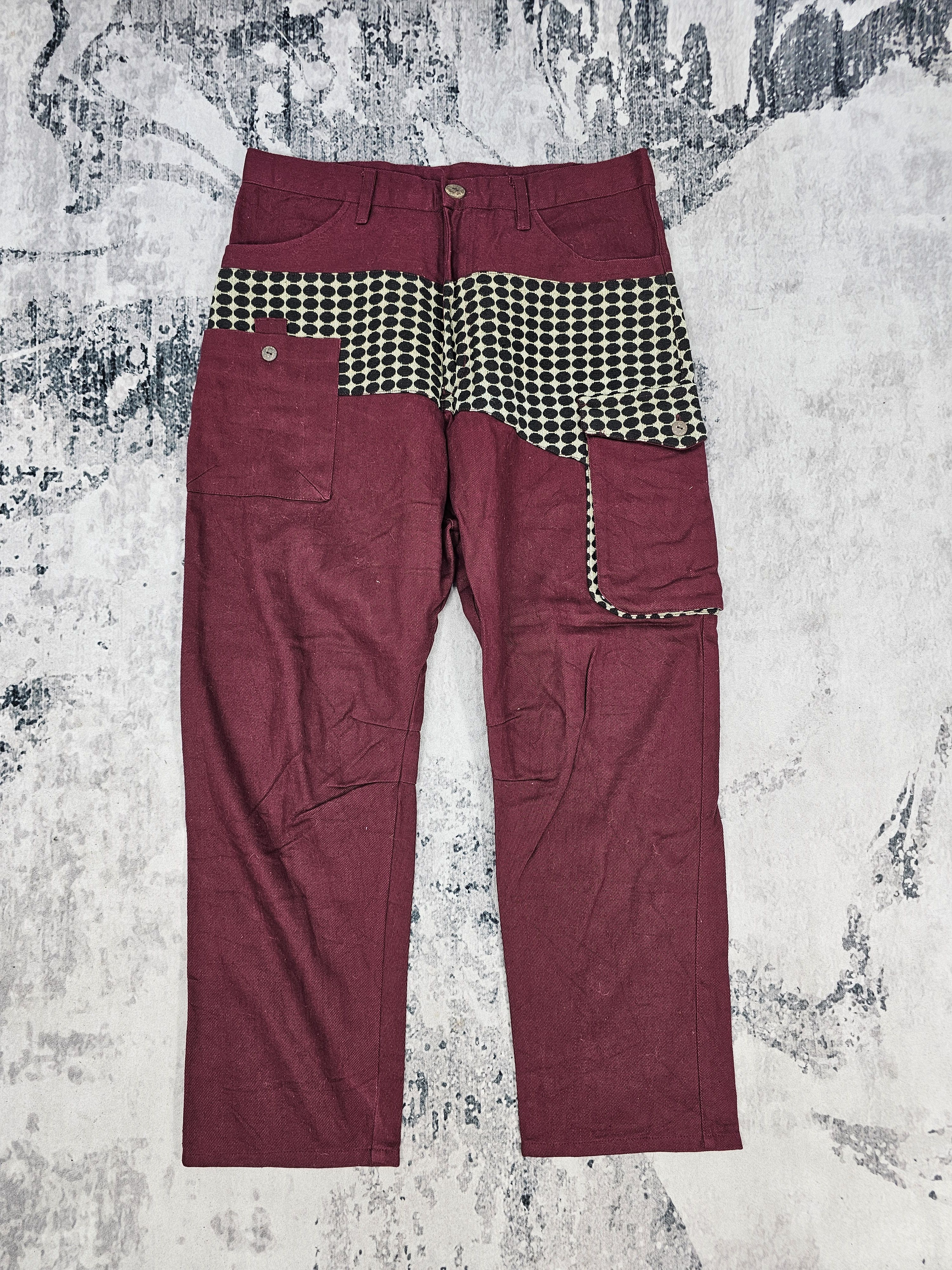 Japanese Brand AMINA Multi Pockets Cargo Baggy Polkadot Cropped Pant JB0261 Size US 33 - 1 Thumbnail