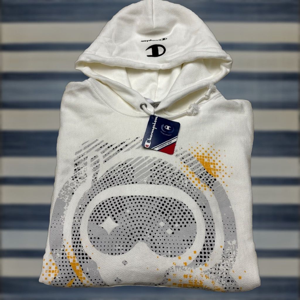 VINTAGE Champion Men's Fleece Hoodie Reverse Weave White Sz 2XL