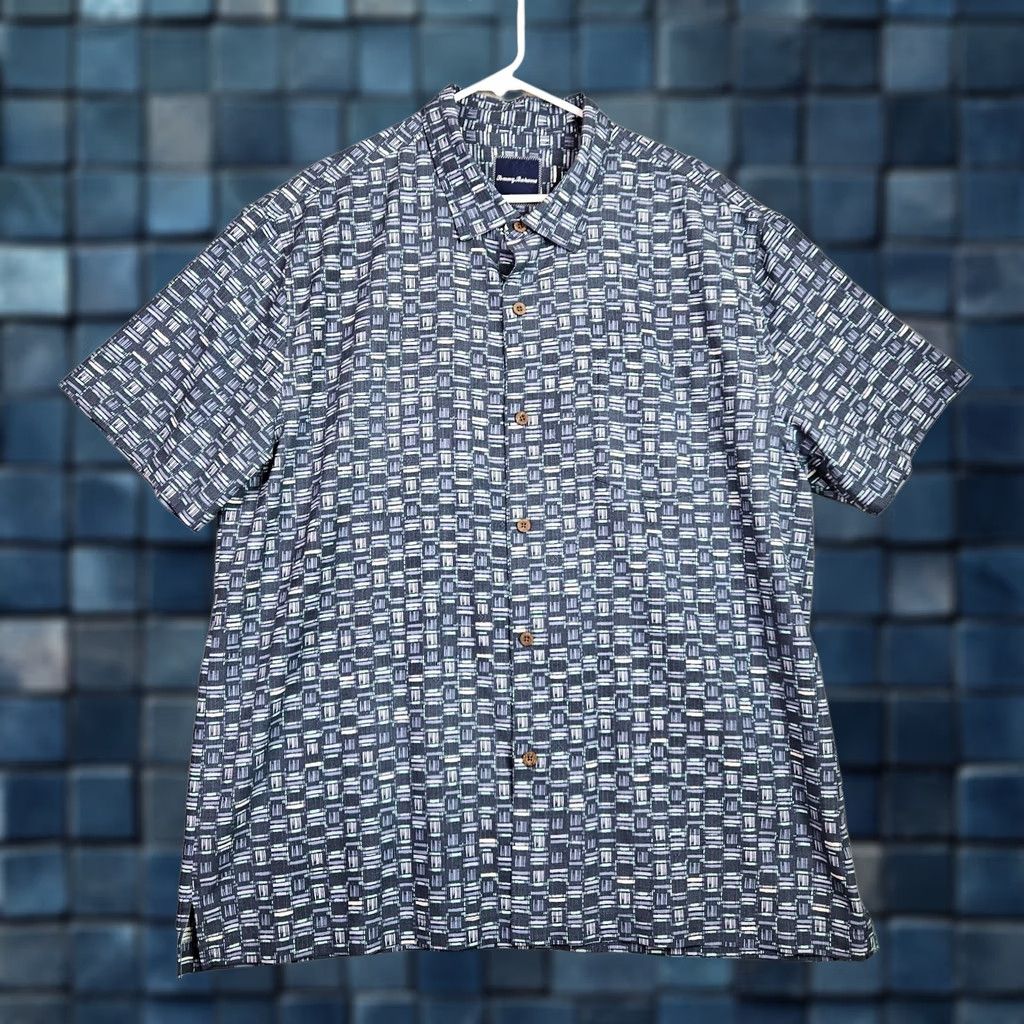 Tommy Bahama Tommy Bahama Button Up Shirt Men Blue Geometric Print Short Sleeve Casual Sz 2XL Size US XXL / EU 58 / 5 - 1 Thumbnail