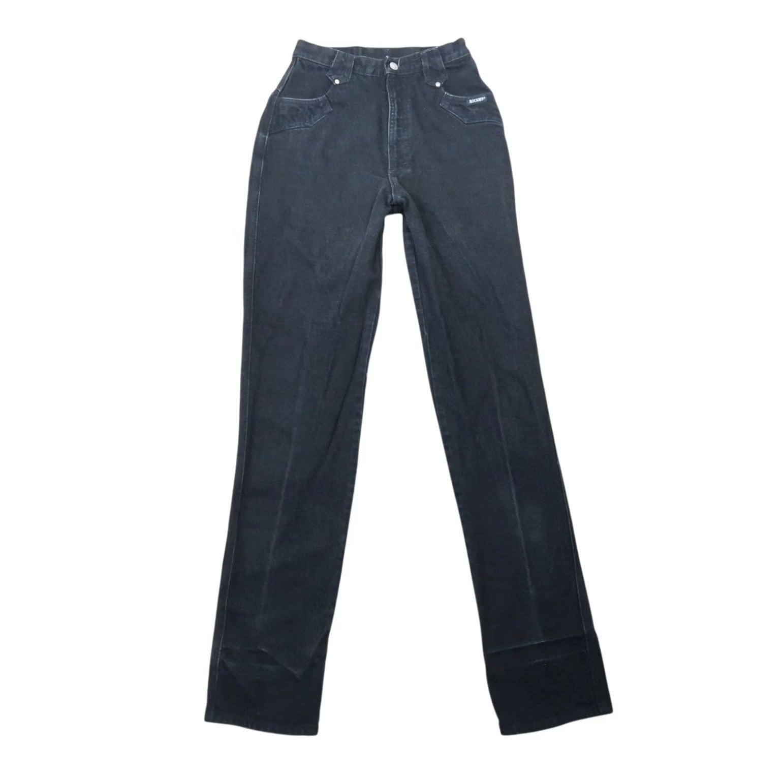 Vintage VINTAGE Rockies Jeans Western Bareback High Rise 24" 8 Black Denim 90s 80s Cowboy Southwestern Womens Jeans Size 30" / US 8 / IT 44 - 2 Thumbnail