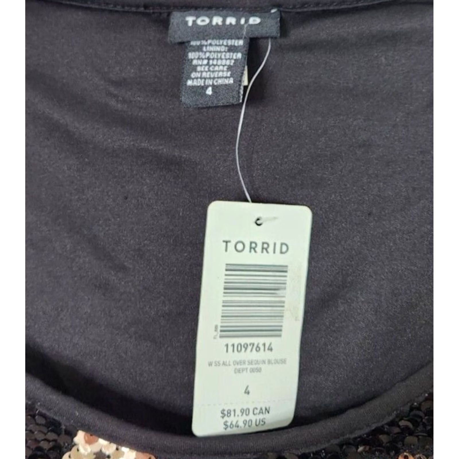 Torrid Torrid Blouse Short Sleeve Scoop Neck Sequin Top 4X Gold Womens Non Jumpsuit Size XXL / US 16-18 / IT 52-54 - 4 Thumbnail