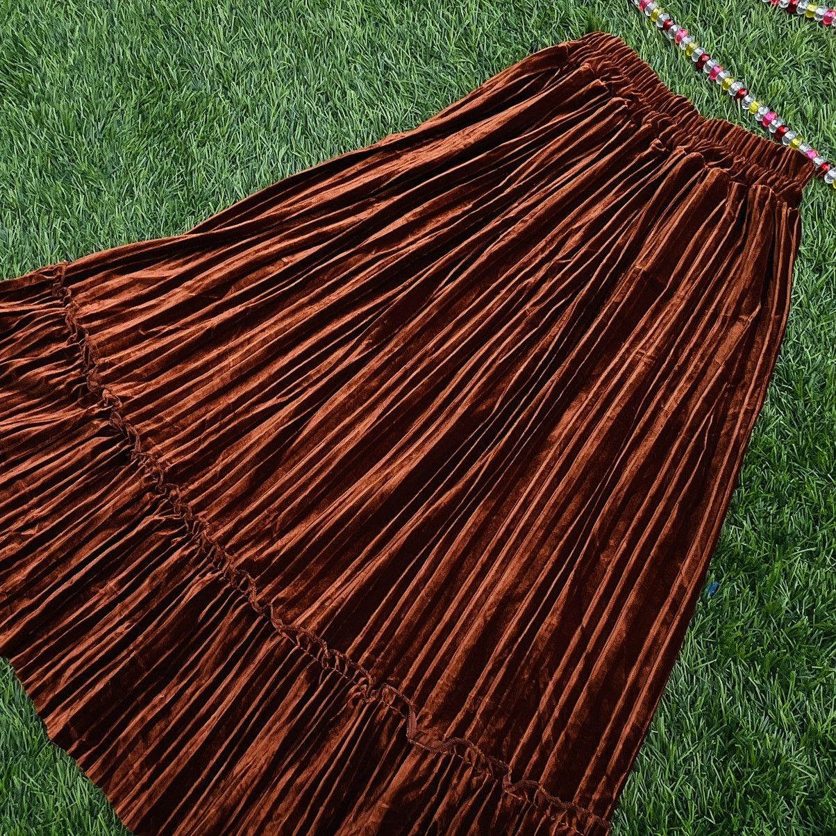 Vintage Vintage Feather Like Velvet Mixi Skirt Size 28" / US 6 / IT 42 - 1 Thumbnail