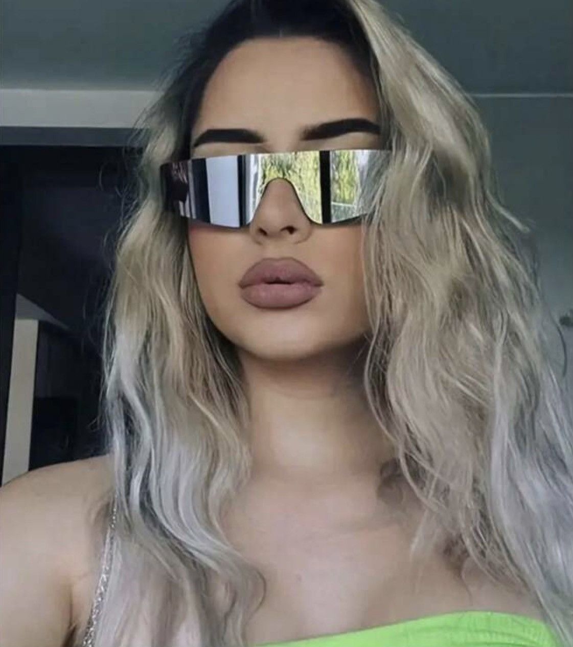 Other Futuristic Shield Sunglasses Silver Mirrored UV400 Y2K Size ONE SIZE - 5 Thumbnail