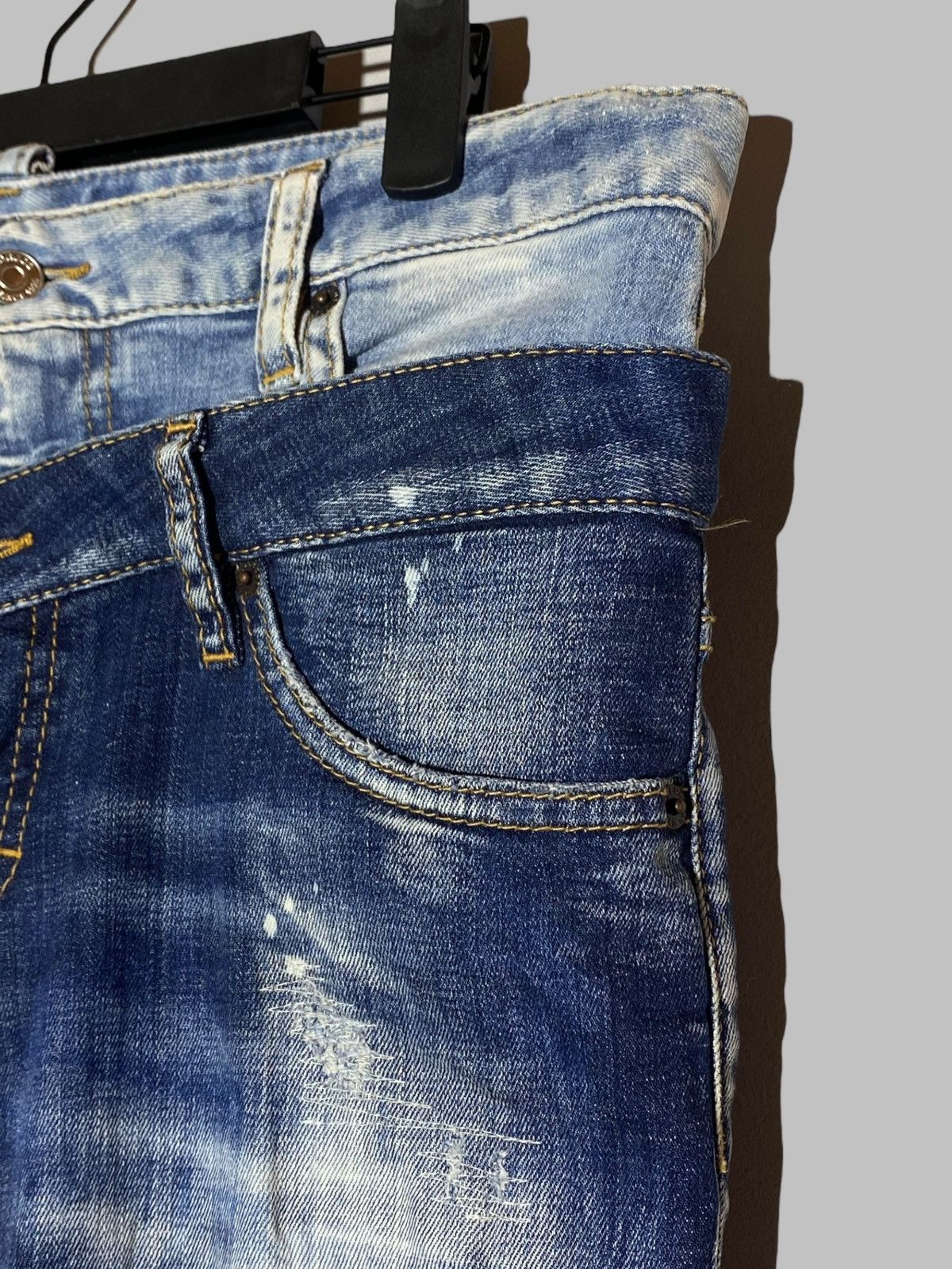 Dsquared2 Dsquared2 Twin Pack Layered Jeans Distressed Washed Denim Size 28" / US 6 / IT 42 - 6 Thumbnail