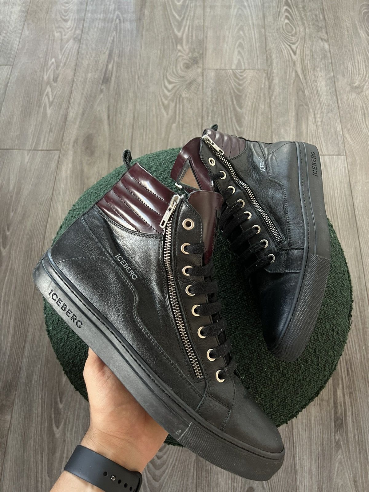 Iceberg RRP:450€‼️Luxury Iceberg Double Zip Leather Metal Logo Boot Size US 9 / EU 42 - 6 Thumbnail