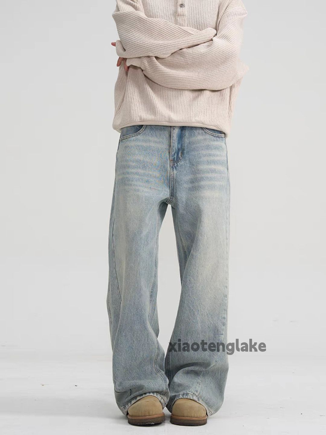 Jean × Vintage washed faded patchwork yuppie y2k loose baggy jeans Size US 30 / EU 46 - 6 Thumbnail