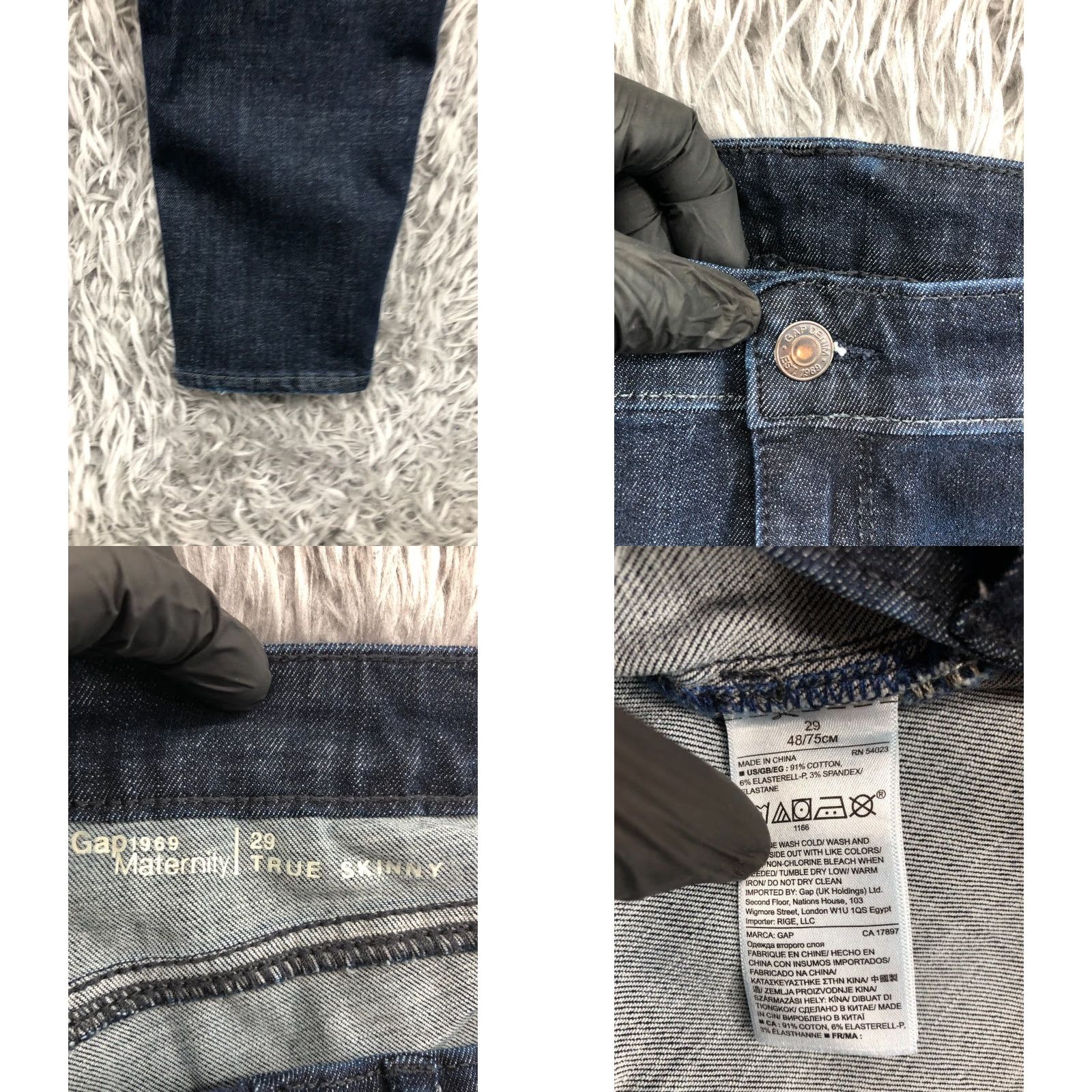 Gap Gap 1969 Maternity True Skinny Jeans Size 29 Womens Dark Wash Blue Denim 5-Pocket Belt Loops Zipper Button Slim Fit Cotton Jeans - Womens Size 29" - 8 Thumbnail