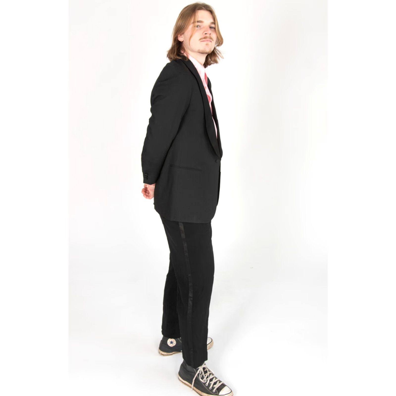 Vintage Baumler Black Tuxedo Jacket Medium Wool Blazer Formal Evening Coat Size 40R - 7 Thumbnail