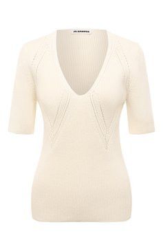 Jil Sander o1y1025 Short Sleeves Sweater in Ivory Size XXS / US 00 / IT 34 - 1 Thumbnail