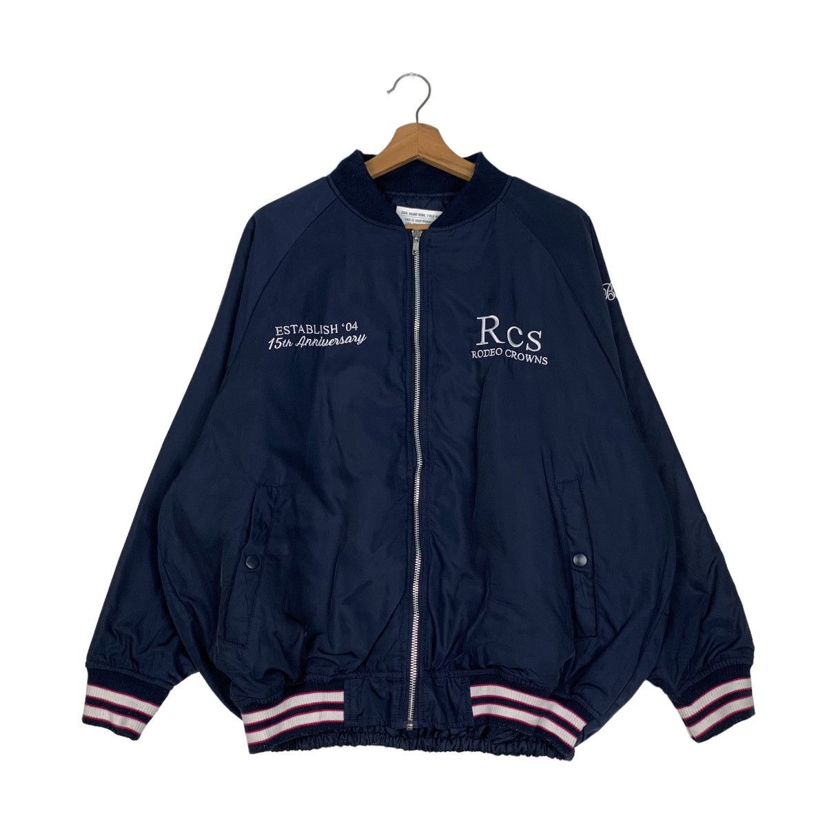 Japanese Brand RODEO CROWNS Union Stars Big Logo Bomber Jacket #0518-C24 Size US XL / EU 56 / 4 - 3 Thumbnail