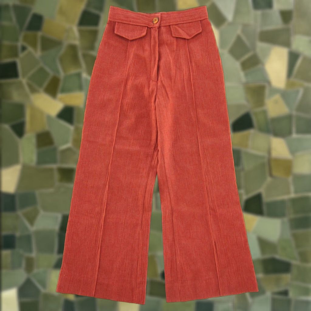 Vintage VINTAGE Tomboy Of California Cotton Orange High Rise Wide Leg Sailor Pant XS Size 26" / US 2 / IT 38 - 1 Thumbnail