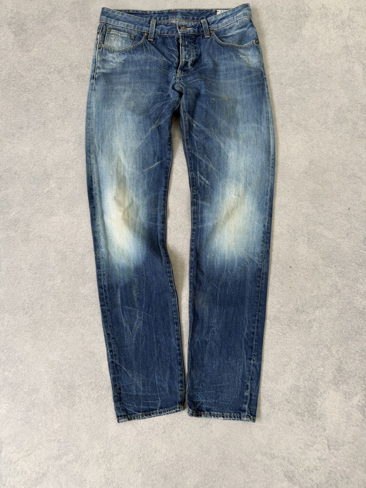 Hedi Slimane 2000s Edwin Hedi Slimame Style Washed Distressed Denim Jeans Size US 33 - 8 Thumbnail