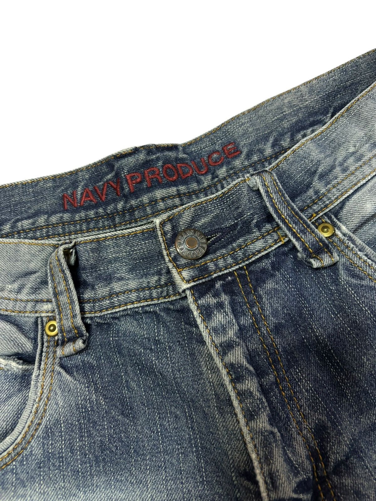 Gap Vtg Navy Japan Grunge Paint Splash Distressed Jeans Size US 32 / EU 48 - 5 Thumbnail