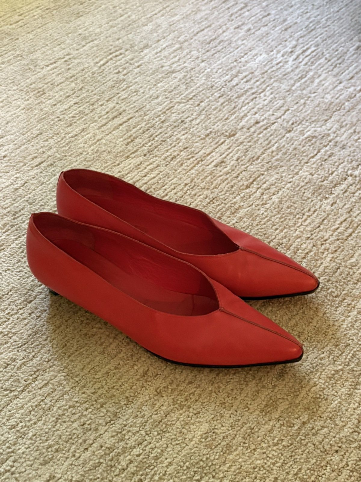 Jil Sander Jil Sander Red Pointed Flats Size US 7.5 / IT 37.5 - 1 Thumbnail