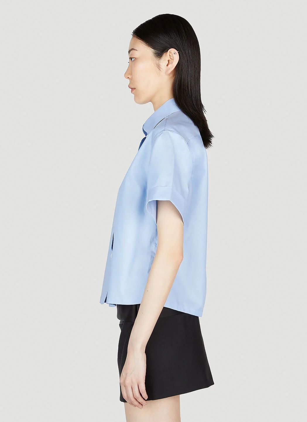 Prada o1B3y1r0426 Embroidered Logo Shirt in Blue Size XL / US 12-14 / IT 48-50 - 3 Thumbnail