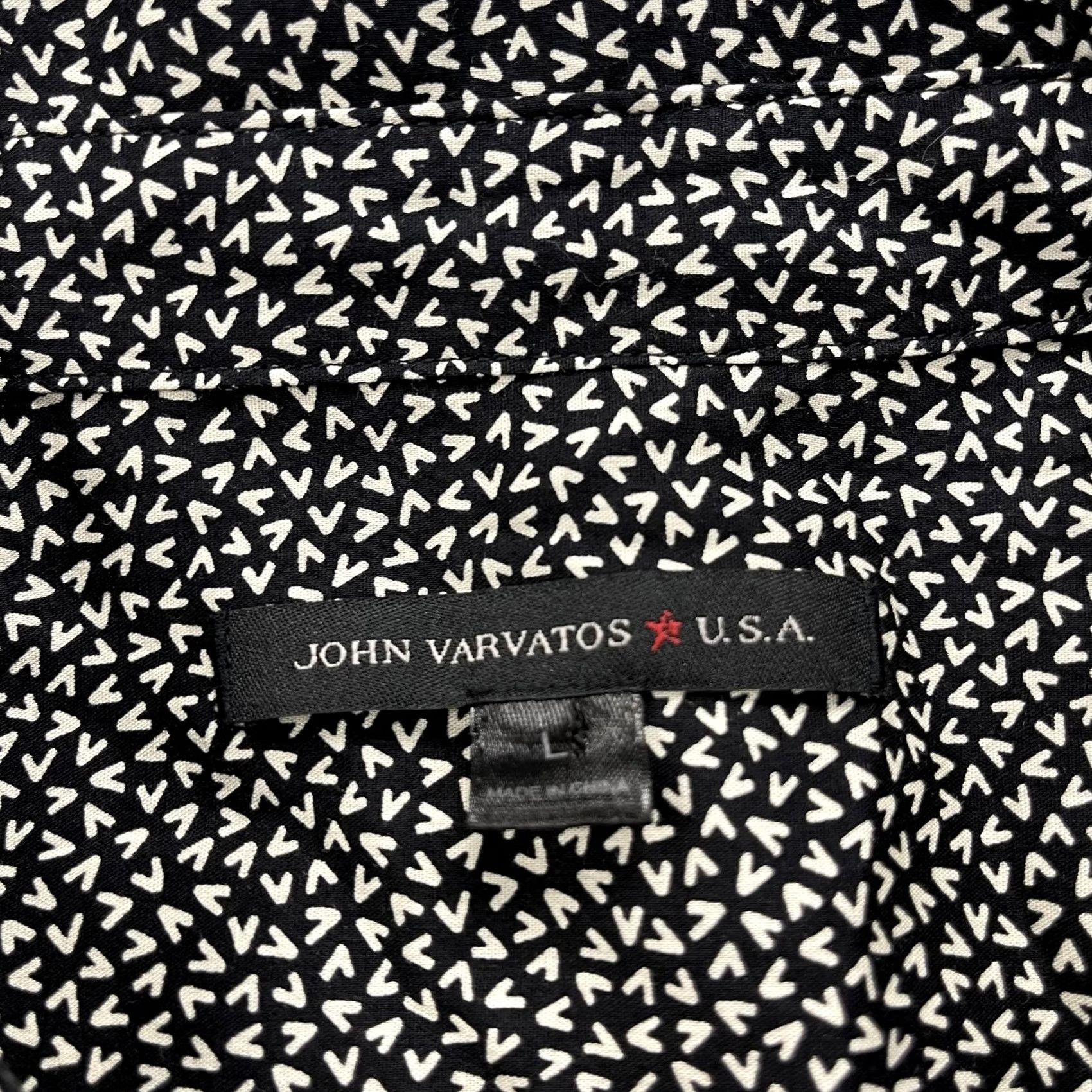 John Varvatos VINTAGE John Varvatos U.S.A. Shirt Mens L Black Geometric Short Sleeve Button Up Camp Size US L / EU 52-54 / 3 - 4 Thumbnail