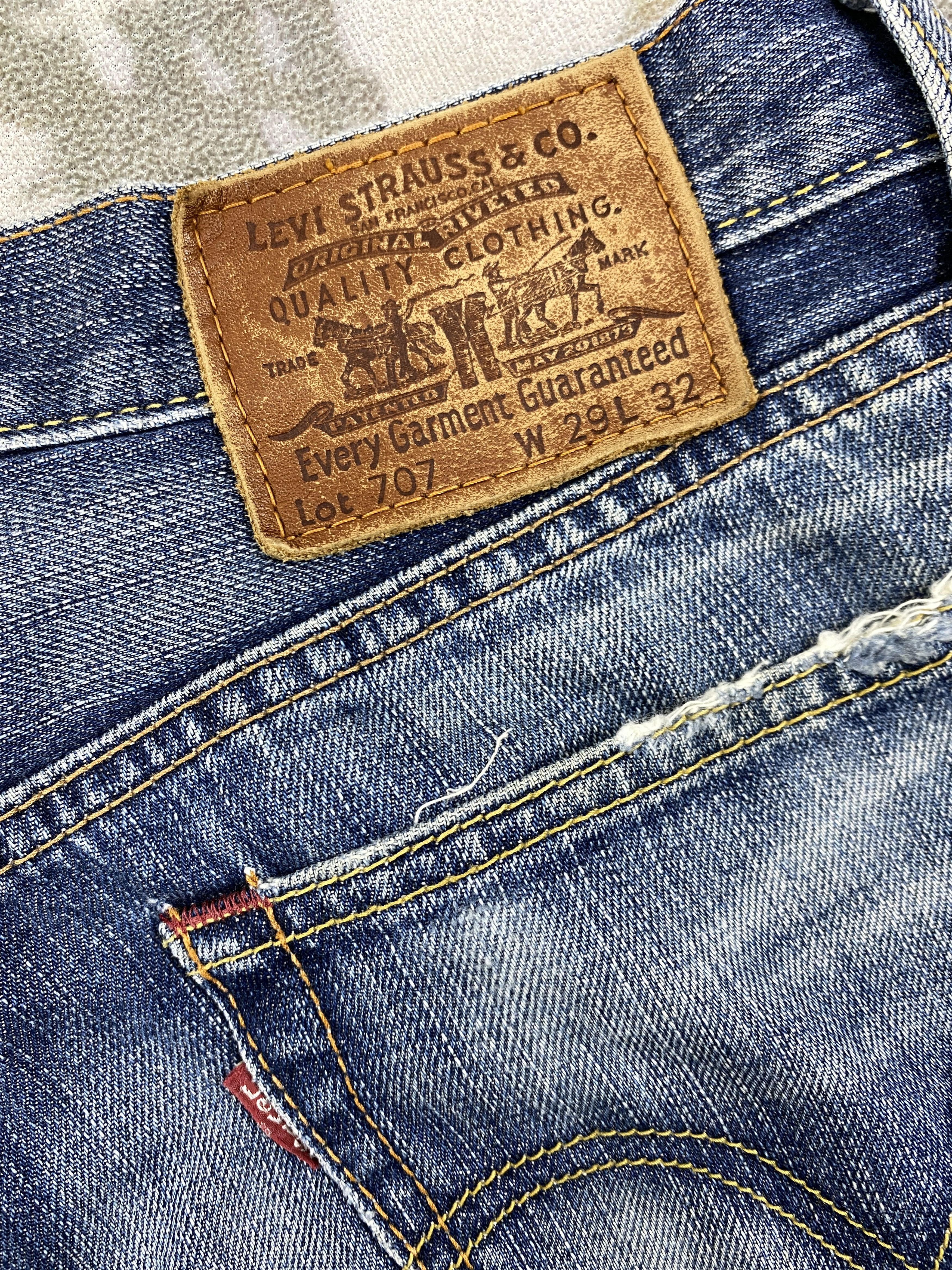 Japanese Brand Distressed Blue Vintage Levi's 707 29x28.5 Denim -JN1394 Size US 29 - 8 Thumbnail