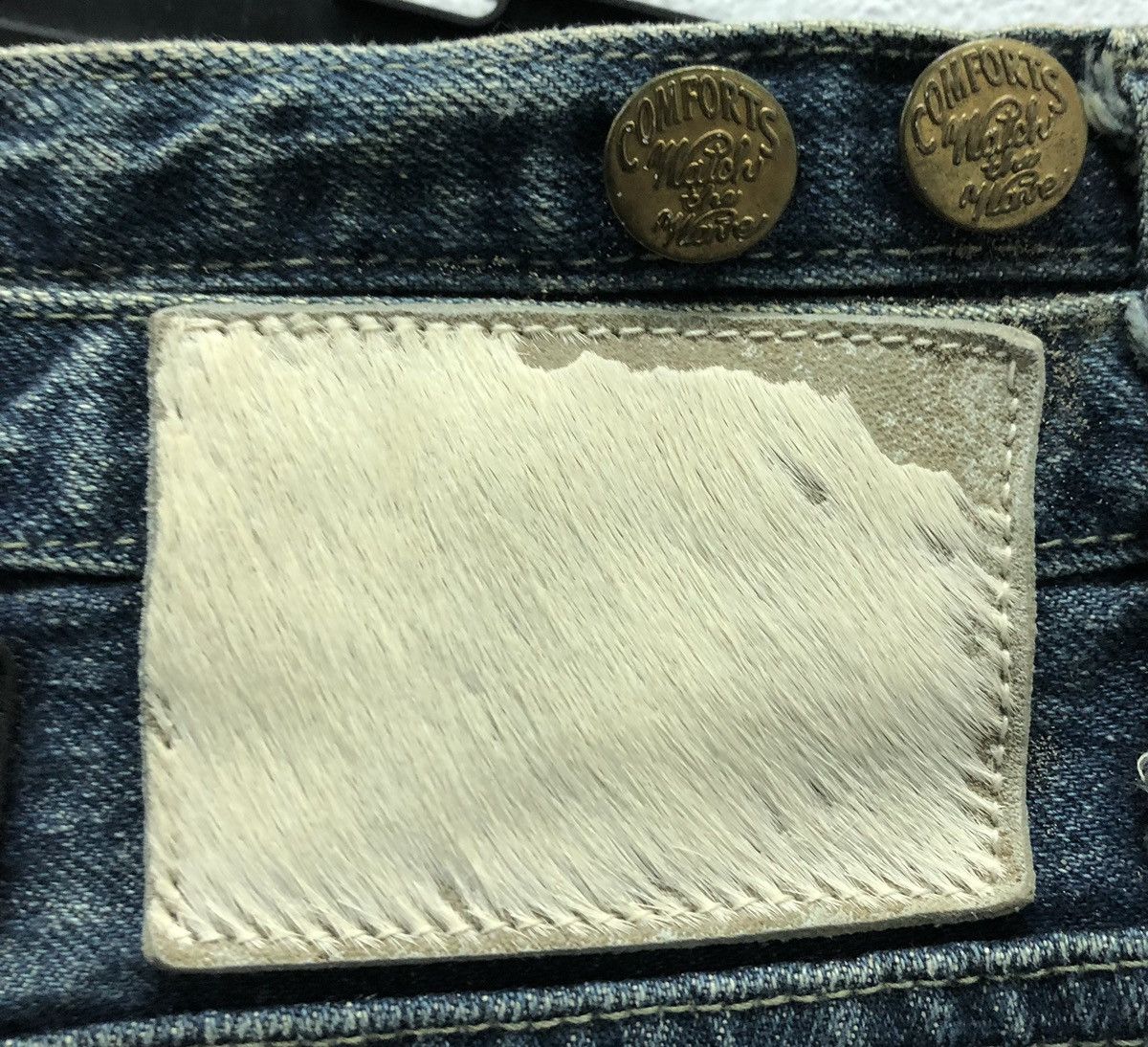 PPFM PPFM Indigo Washed Jeans with Leather Accents – Size M Size US 33 - 8 Thumbnail