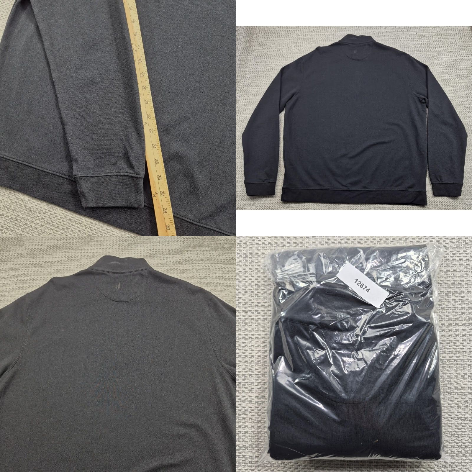 johnnie-O johnnie-O Pullover Mens XL Black 1/4 Zip Mock Neck Logo Sweatshirt Size US XL / EU 56 / 4 - 9 Thumbnail