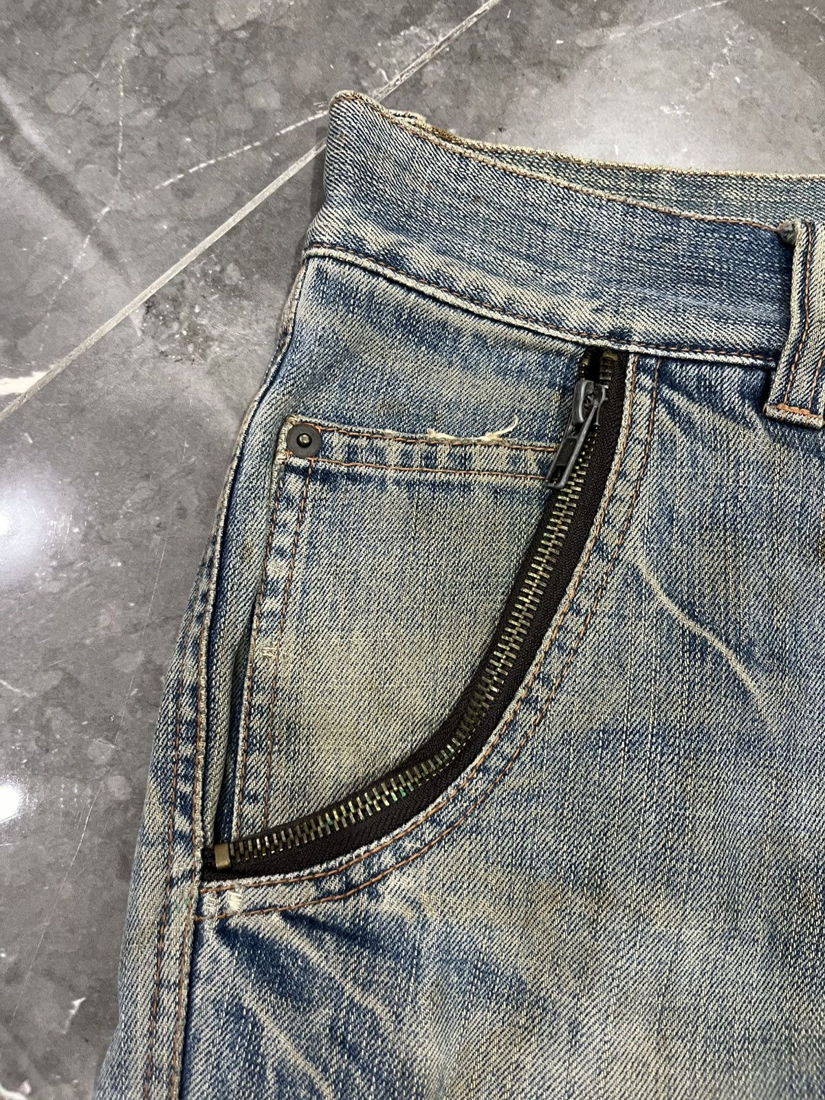 Japanese Brand Garage blue distressed jeans kapital styled Size US 33 - 3 Thumbnail