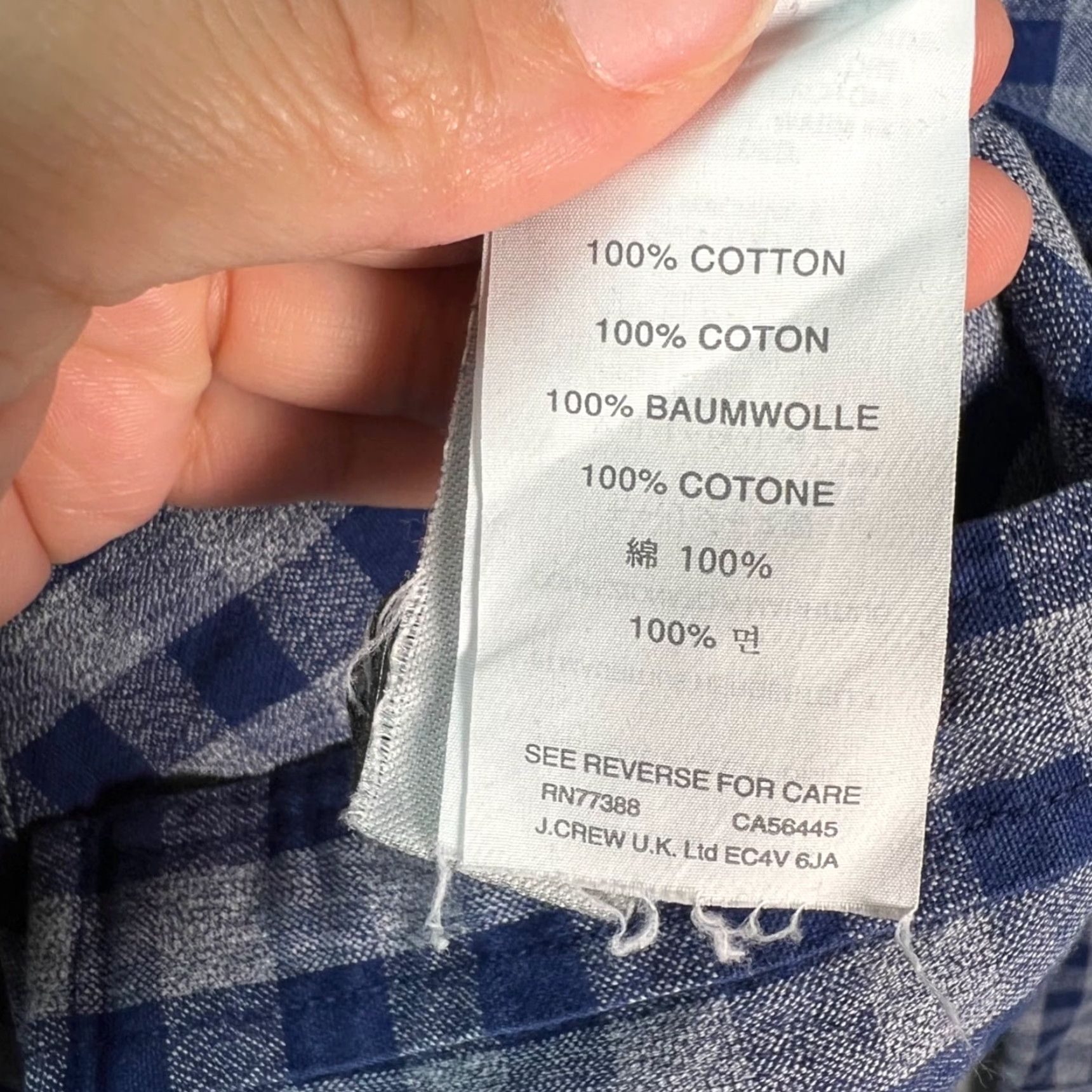 J.Crew J.CREW Shirt Mens Small Blue & Gray Gingham Slim Fit Button-Down 100% Cotton Size US S / EU 44-46 / 1 - 5 Thumbnail