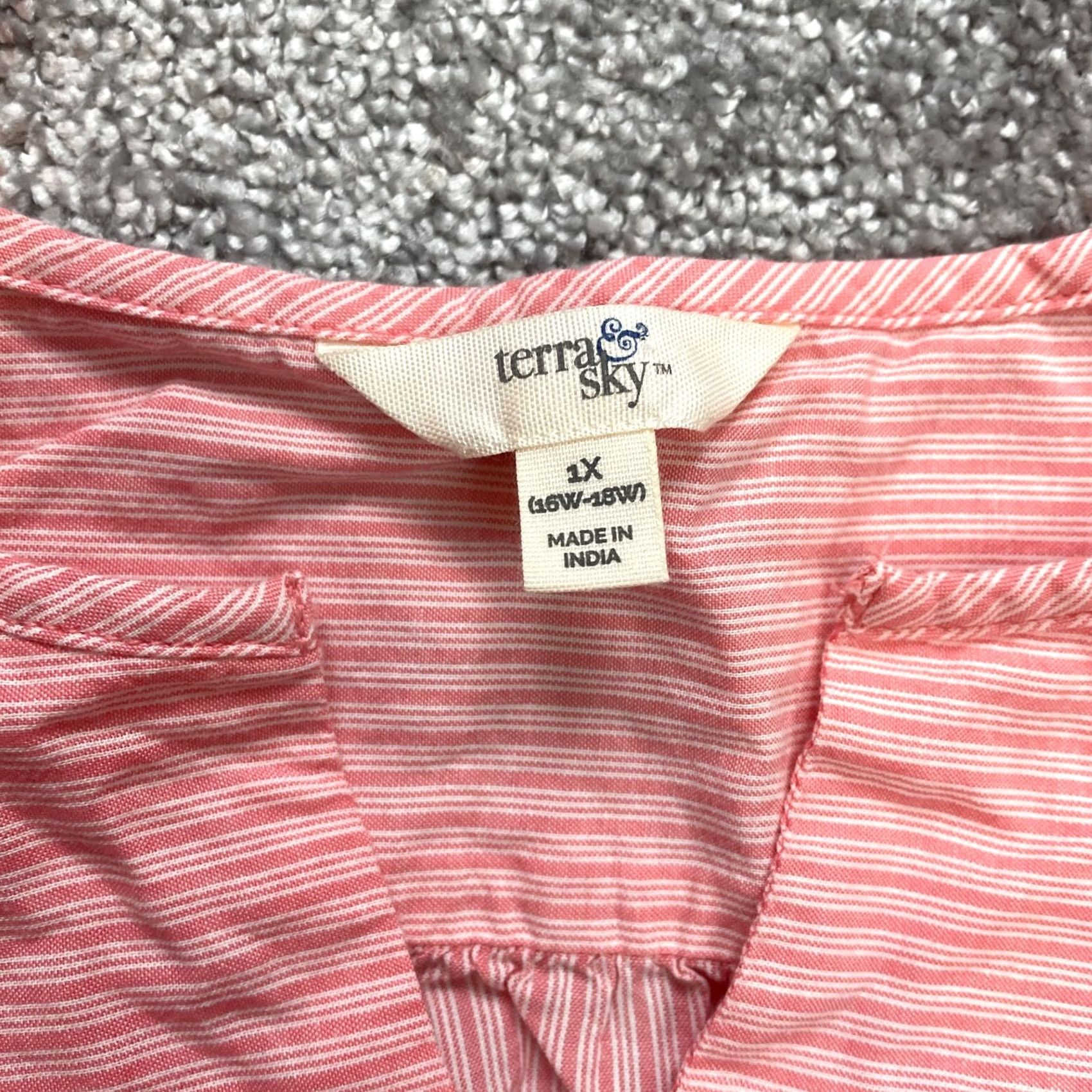 Vintage Terra & Sky Blouse Shirt Womens 1X 16W-18W Pink Cotton Top Knit Long Sleeve V-Neck Button Casual Style Basic Size XL / US 12-14 / IT 48-50 - 3 Thumbnail