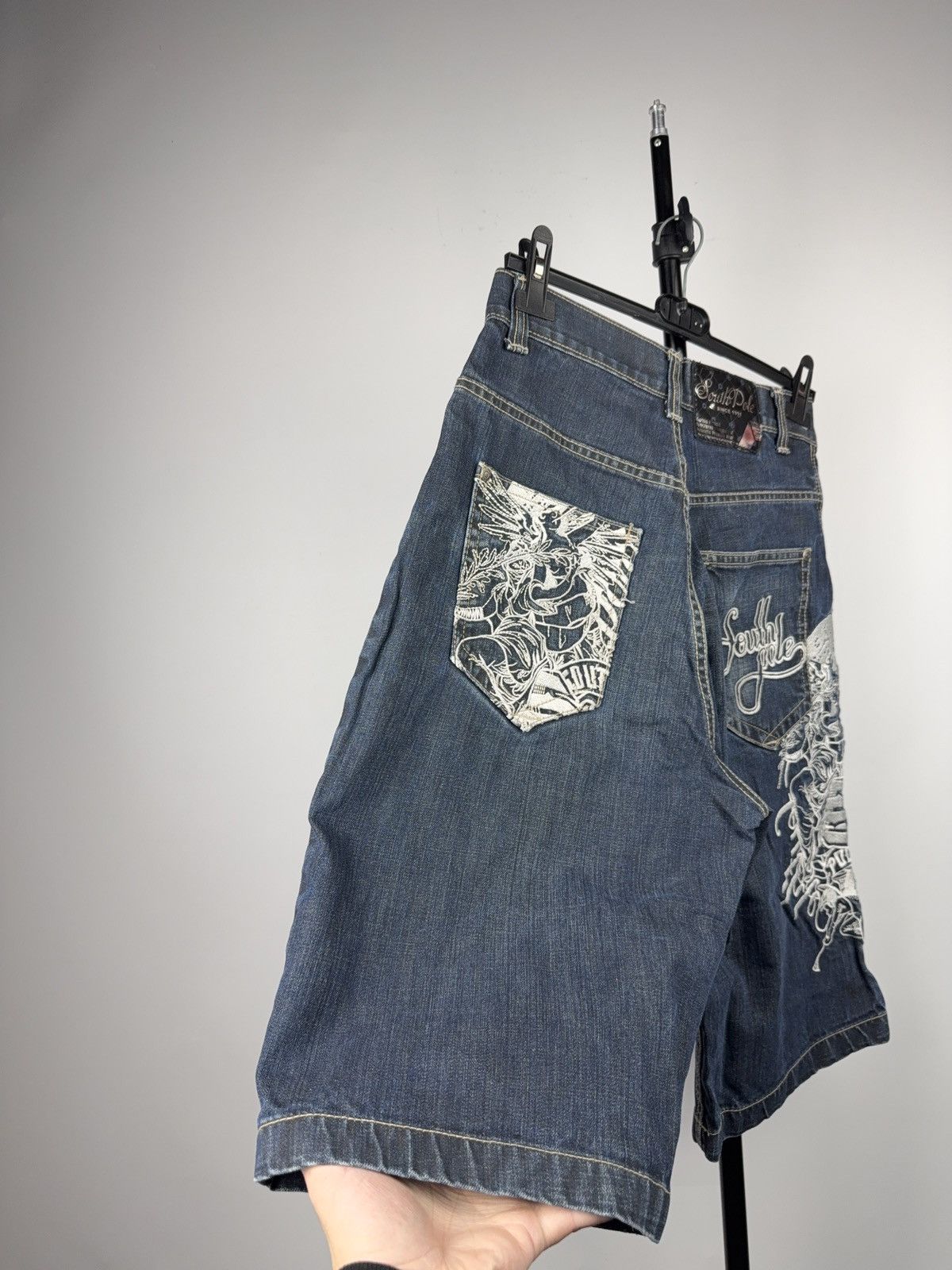 Southpole Crazy 00s South Pole Y2K Embroidered Denim Shorts Size 28 Size 28" / US 6 / IT 42 - 7 Thumbnail