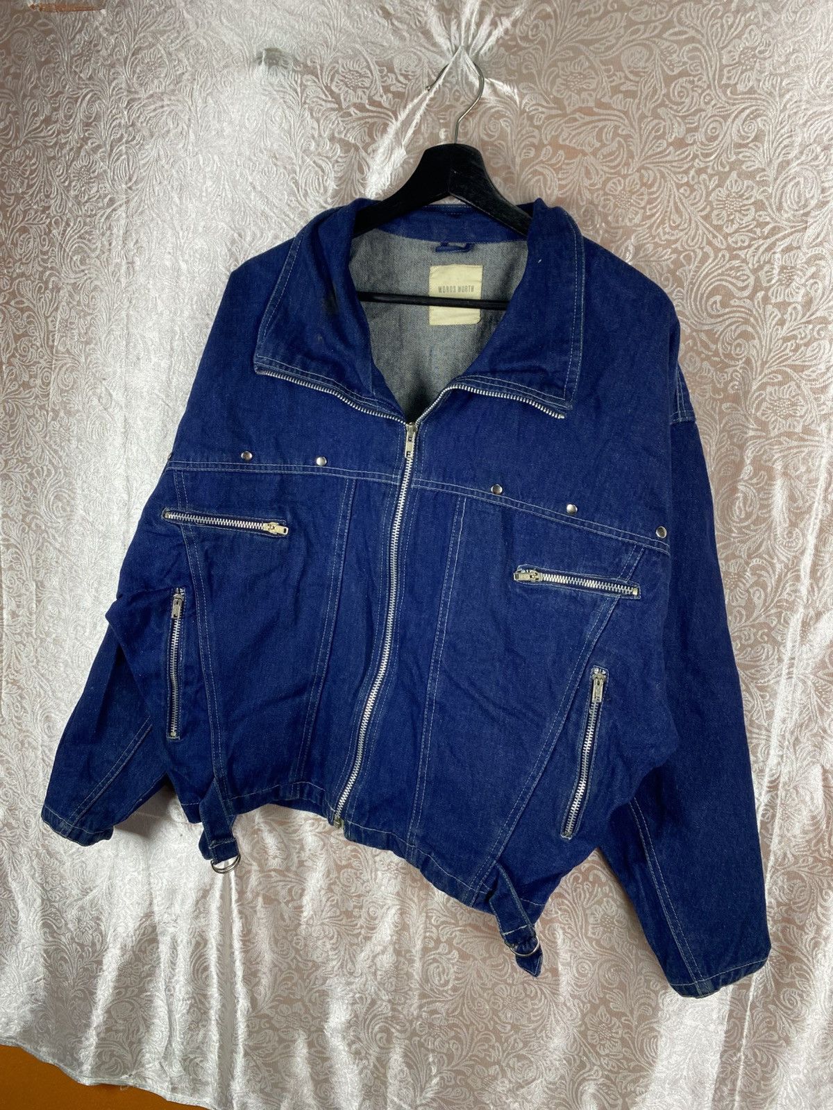 Japanese Brand Vintage WORDS WORTH Denim Cropped Jacket Blue Zipper Utility Size M / US 6-8 / IT 42-44 - 4 Thumbnail