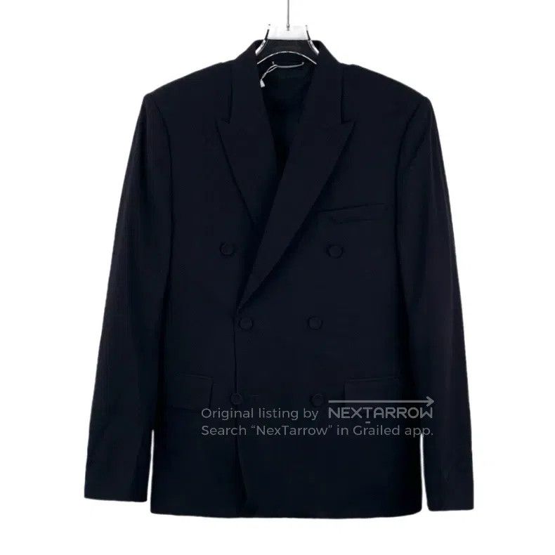Dior Black wool lapel double-breasted long-sleeved suit ja