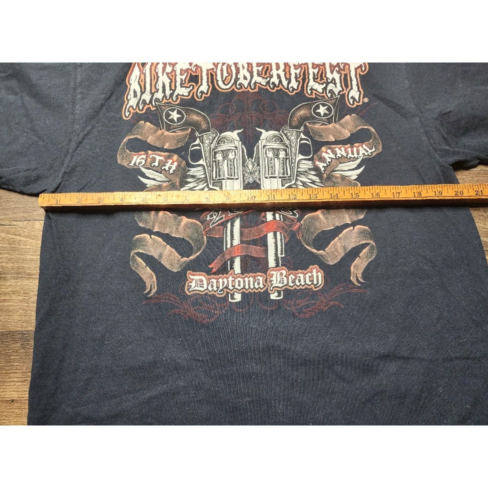 Gildan Mens L Daytona Beach Florida Biketoberfest 2008 Guns Double Sided Biker Size US XL / EU 56 / 4 - 3 Thumbnail