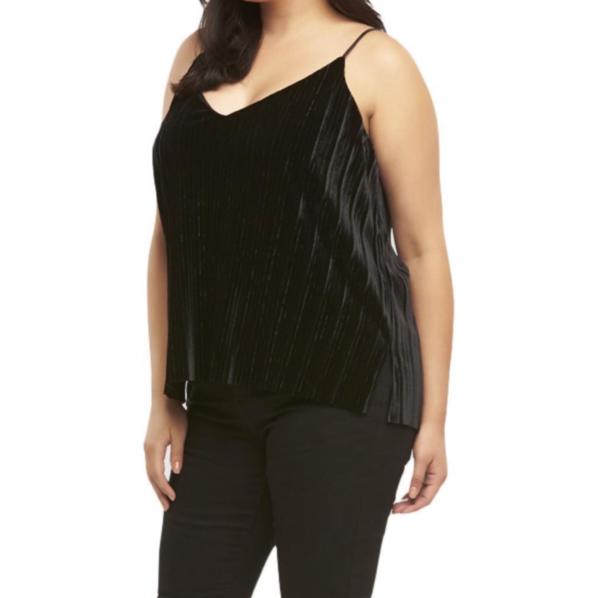 Other Tart Women’s Plus 4X Black Pleated Velvet Cami Tank Top (NWT Size 4XL / US 24-26 - 1 Thumbnail